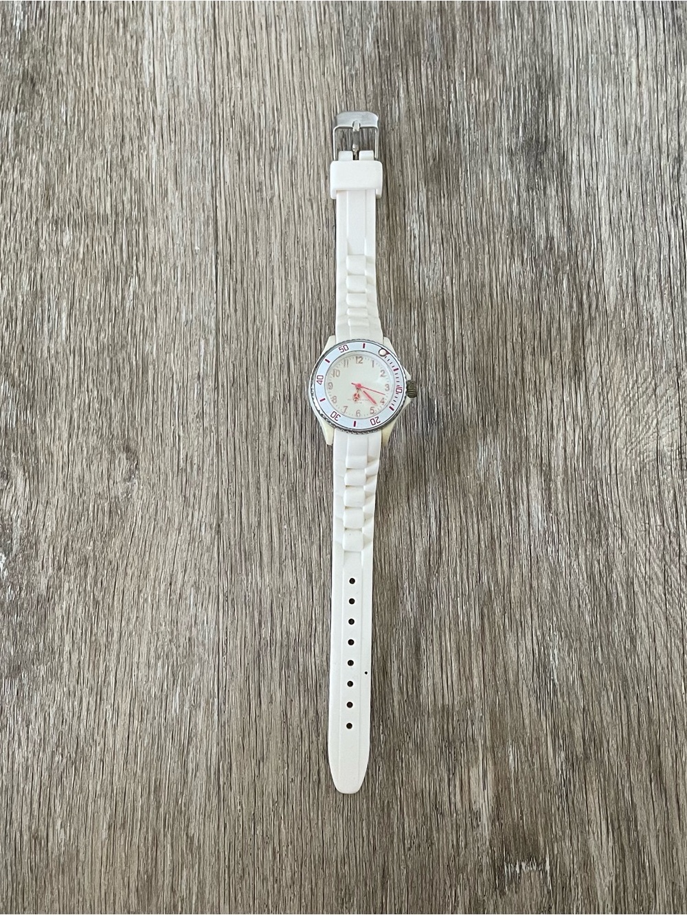 Women’s White Sport Watch Stainless Steel Case Pink & Silver Accents